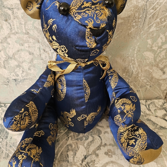 Vintage Asian Handcrafted Chinese Embroidered Silk Teddy Bear Plush - Picture 13 of 14